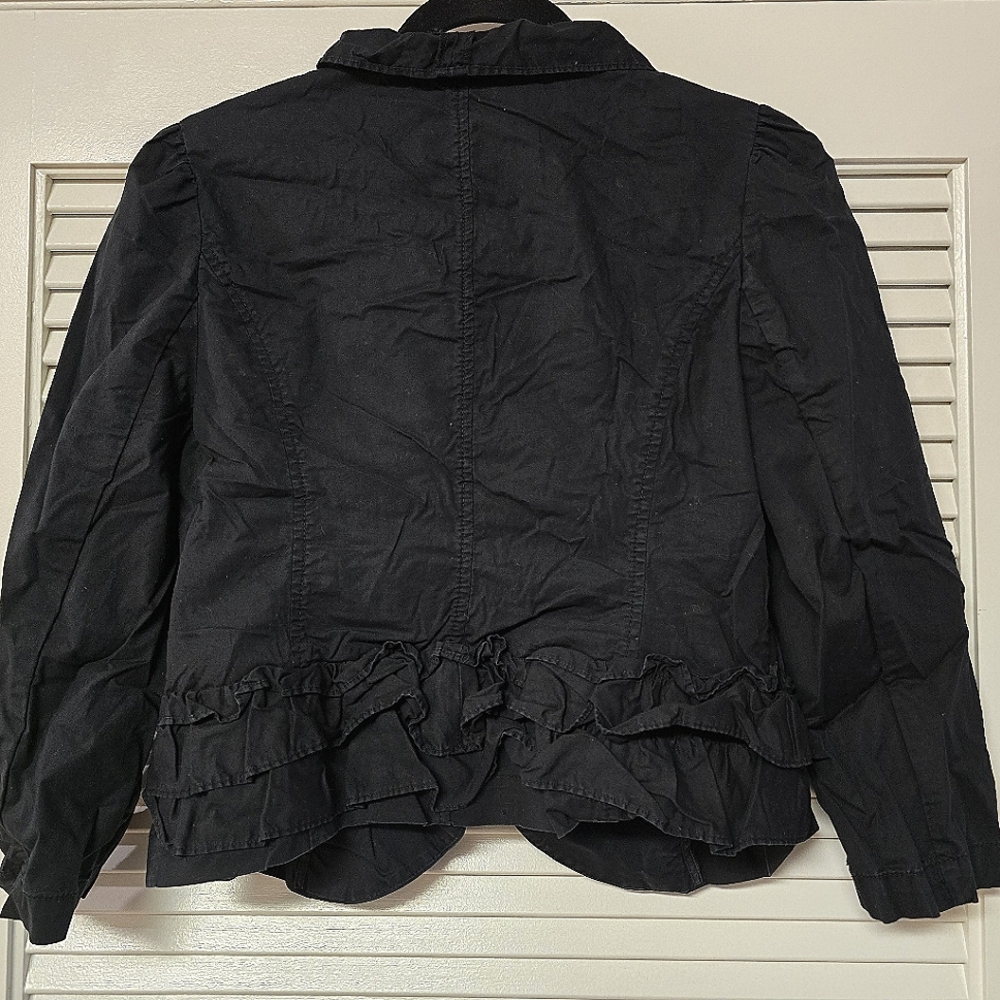 INC International Concepts - Light Black Ruffle Long-Sleeve Jacket - Picture 3 of 5